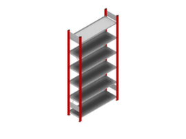 hofe Akten-Steckregal, 6 Böden, RAL3000 Feuerrot / RAL9006 Weißaluminium