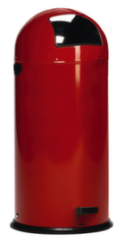 Tretabfallbehälter mit Klappdeckel aus Edelstahl, 40 l, rot