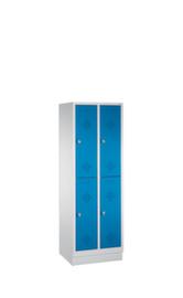 C+P Doppelstöckiger Garderobenschrank Classic 2x2 Abteilen mit Lüftungsrosetten, Abteilbreite 300 mm
