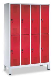 C+P Doppelstöckiger Garderobenschrank Evolo lichtgrau mit 1x2 Abteilen + glatten Türen, Abteilbreite 300 mm