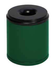 VAR Papierkorb mit Löschkopf, 30 l, RAL6001 Smaragdgrün, Kopfteil schwarz