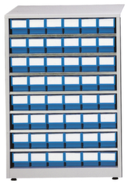 Treston Großes Lagermagazin, 48 Schublade(n), RAL7035 Lichtgrau/blau