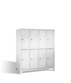 C+P Doppelstöckiger Garderobenschrank Classic mit 4x2 Abteilen Türen glatt, Abteilbreite 400 mm