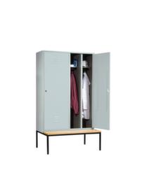 C+P Umkleideschrank Classic mit Sitzbank + 4 Abteile je 2 mit 1 Tür, Abteilbreite 300 mm
