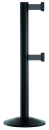 Personenleitsystem EXTEND DOUBLE mit 2 Gurtbändern und Pfosten, Gurtlänge 3,7 m, Pfosten schwarz