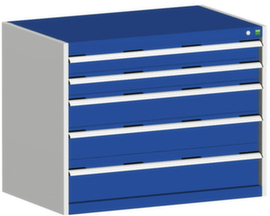 bott Schubladenschrank cubio Grundfläche 1050x750 mm, 5 Schublade(n), RAL7035 Lichtgrau/RAL5010 Enzianblau