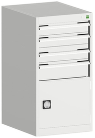 bott Schubladenschrank cubio Grundfläche 525x525 mm, 4 Schublade(n), RAL7035 Lichtgrau/RAL7035 Lichtgrau