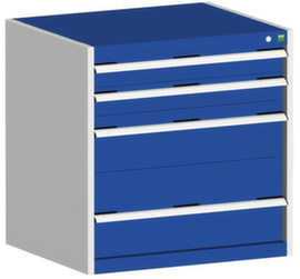 bott Schubladenschrank cubio Grundfläche 800x750 mm, 4 Schublade(n), RAL7035 Lichtgrau/RAL5010 Enzianblau