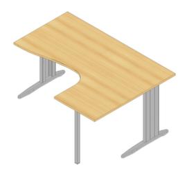 Quadrifoglio Winkel-Schreibtisch Practika, C-Fußgestell, Breite 1600 mm, Buche/alu