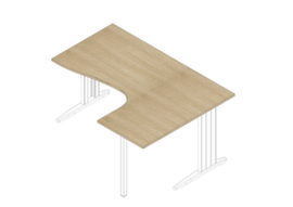 Quadrifoglio Winkel-Schreibtisch Practika, C-Fußgestell, Breite 1600 mm, Eiche/weiß