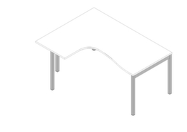 Quadrifoglio Winkel-Schreibtisch Practika, 4-Fußgestell, Breite 1600 mm, weiß/alu