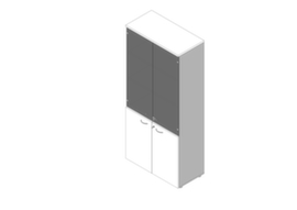 Quadrifoglio Kombi-Glasschrank Practika mit Glastüren ohne Rahmen, 5 Ordnerhöhen, Korpus alu
