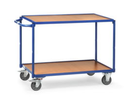 fetra Leicher Tischwagen Holzböden mit Rand 850x500 mm, Traglast 300 kg, 2 Etagen