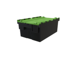 Euronorm-Stapelbehälter Helios für Automatisierungssysteme, schwarz/grün, Inhalt 40 l, Krokodildeckel