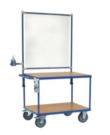 fetra Tischwagen mit Infektionssschutzausstattung 1000x700 mm, Traglast 600 kg, 2 Etagen