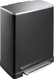 Edelstahl-Tretabfallbehälter EKO E-Cube mit extra breitem Tretpedal, 50 l, mattschwarz