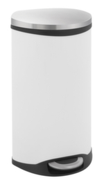 Muschelförmiger Edelstahl-Tretabfallbehälter EKO Shell, 30 l, weiß
