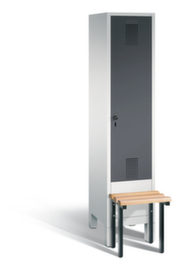 C+P Umkleideschrank Evolo mit vorgebauter Sitzbank + 1 Abteil, Abteilbreite 400 mm