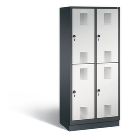 C+P Doppelstöckiger Garderobenschrank Evolo 2x2 Abteile in 2 Breiten, Abteilbreite 400 mm