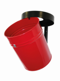 Selbstlöschender Abfallbehälter FIRE EX zur Wandbefestigung, 30 l, rot, Kopfteil schwarz