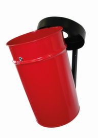 Selbstlöschender Abfallbehälter FIRE EX zur Wandbefestigung, 60 l, rot, Kopfteil schwarz