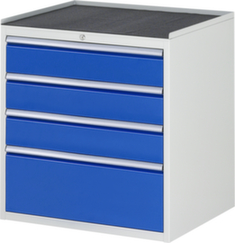 RAU Schubladenschrank Serie 7000, 4 Schublade(n), RAL7035 Lichtgrau/RAL5010 Enzianblau
