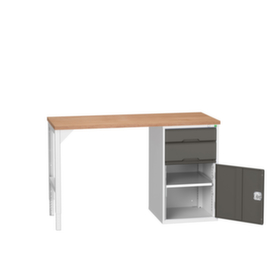 bott Werkbank verso, 2 Schubladen, 1 Schrank, RAL7035 Lichtgrau/RAL7016 Anthrazitgrau