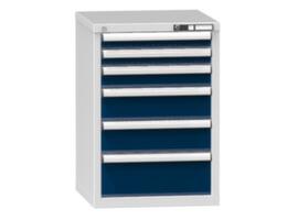 Schubladenschrank Topas A, 6 Schublade(n), RAL7035 Lichtgrau/RAL5010 Enzianblau