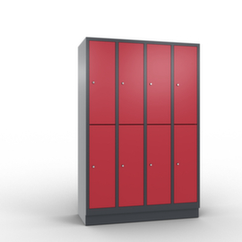 C+P Doppelstöckiger Garderobenschrank Classic mit 4x2 Abteilen Türen glatt, Abteilbreite 300 mm