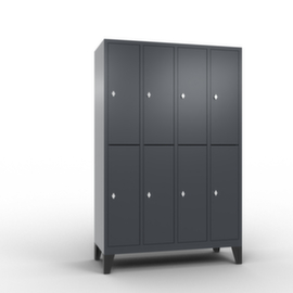 C+P Doppelstöckiger Garderobenschrank Classic mit 4x2 Abteilen Türen glatt, Abteilbreite 300 mm