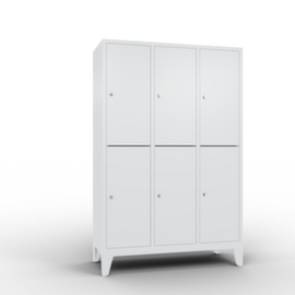 C+P Doppelstöckiger Garderobenschrank Classic mit 3x2 Abteilen Türen glatt, Abteilbreite 400 mm