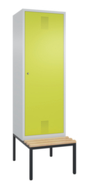 C+P Umkleideschrank Evolo mit untergebauter Sitzbank + 2 Abteile mit 1 Tür, Abteilbreite 300 mm