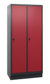 C+P Garderobenschrank Evolo mit 2 Abteilen - glatte Türen, Abteilbreite 400 mm