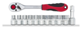 GEDORE R69008012 Steckschlüssel + Knarre 1/2" 6-kant + Leiste 12-teilig