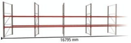 META Palettenregal MULTIPAL für 54 Paletten, 16795 mm breit, 3 Lagerebenen