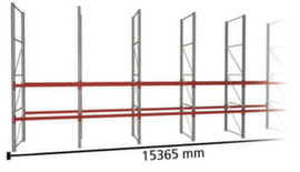 META Palettenregal MULTIPAL für 48 Paletten, 15365 mm breit, 3 Lagerebenen