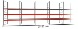 META Palettenregal MULTIPAL für 108 Paletten, 25150 mm breit, 4 Lagerebenen