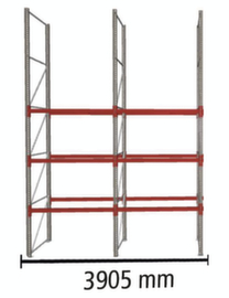 META Palettenregal MULTIPAL für 16 Paletten, 3905 mm breit, 4 Lagerebenen