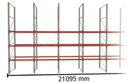 META Palettenregal MULTIPAL für 88 Paletten, 21095 mm breit, 4 Lagerebenen