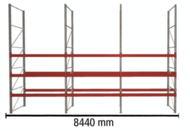 META Palettenregal MULTIPAL für 36 Paletten, 8440 mm breit, 4 Lagerebenen
