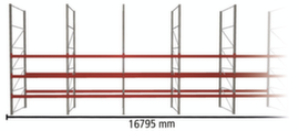 META Palettenregal MULTIPAL für 72 Paletten, 16795 mm breit, 4 Lagerebenen