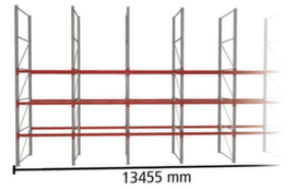 META Palettenregal MULTIPAL für 28 Paletten, 13455 mm breit, 4 Lagerebenen