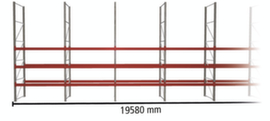 META Palettenregal MULTIPAL für 56 Paletten, 19580 mm breit, 4 Lagerebenen