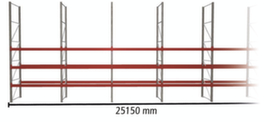 META Palettenregal MULTIPAL für 72 Paletten, 25150 mm breit, 4 Lagerebenen