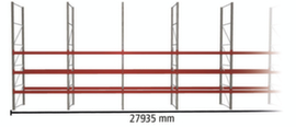 META Palettenregal MULTIPAL für 80 Paletten, 27935 mm breit, 4 Lagerebenen