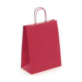 Papier-Tragetasche rot mit gedrehter Papierkordel - 230 x 300 x 120 mm