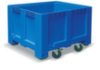 Großbehälter für Kühlhäuser, Inhalt 610 l, blau, 4 Lenkrollen
