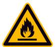 Warnschild vor feuergefährlichen Stoffen, Aufkleber