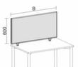 Gera Schallabsorbierende Tischtrennwand Pro, Höhe x Breite 600 x 1600 mm, Wand grau Technische Zeichnung 1 S
