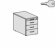 Gera Rollcontainer Receptione, 4 Schublade(n) Technische Zeichnung 1 S